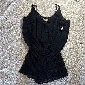Black Lace Cold Shoulder Romper